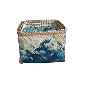 Eco Friendly Bamboo Weaving <b>Basket</b> Set Portable Household <b>Storage</b> Bin for Fruit <b>Vegetables</b> and Bathroom Items Wholesale Price - Product Image 1