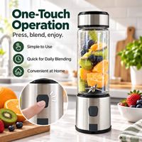 Mixeur portable puissant en acier inoxydable, presse-agrumes électrique avec lames haute vitesse pour smoothies, milkshakes, boissons aux fruits, voyage
