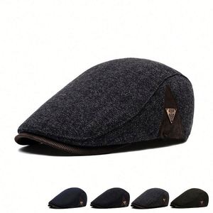 British Style Outdoor Casual Dress Fashion Men Beret Cap Ivy <b>Hat</b> With PU Leather Bill - Product Image 2