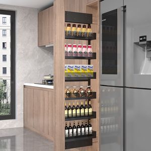 Étagères de rangement coulissantes hautes en aluminium pour garde-manger, panier coulissant latéral pratique pour cuisine - Product Image 2