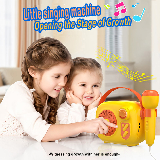 Hot Selling Karaoke BT Speakers OEM Colorful logo Singing Karaoke Machine Gift Set Speaker with Microphone Forkids