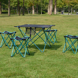 Table pliante portable d'extérieur 75x55x53cm en alliage d'aluminium avec porte-gobelets pour le camping, le pique-nique et la pêche - Product Image 5
