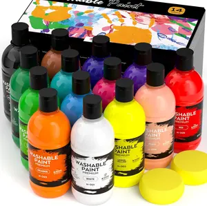 14 colori 16.9 Oz /500ml bambini Non tossici per il mestiere di arte artigianale Poster Finger aula di scuola casa lavabile Tempera vernice acrilica