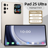 Tablet Pad 25 Ultra de 10.1 Pulgadas para Estudiantes, 16 GB + 1 TB, 108 MP, 8000 mAh, 4G, 5G, Doble SIM, Educativa, para Aprender, Libro Electrónico, Nueva Pantalla Capacitiva