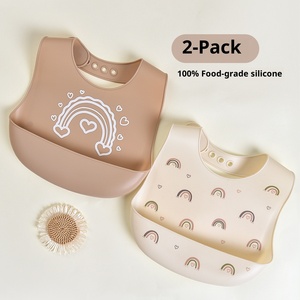 Bavoir pour bébé en silicone imperméable à l'eau motif de dessin animé fermeture à bouton Super doux <span class=keywords><strong>portable</strong></span> anti-saleté bavoir pour bébé - Product Image 2