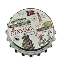 Nouvel arrivage Cadeau souvenir promotionnel personnalisé au Danemark Bouchons de bouteille Aimant de réfrigérateur Ouvre-bouteille