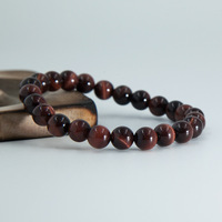 Bracelet en perles d'œil de tigre rouge naturel, 18.5cm, 8mm, pierre ronde polie, bijoux de poignet élastiques, fait à la main, cadeau d'anniversaire