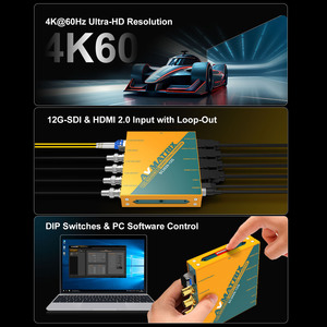 Convertisseur de diffusion AVMATRIX SC2020 12G-SDI vers 4K HDMI bidirectionnel avec traitement des signaux multi-entrées et sorties, répartiteur et prolongateur de fibre optique - Product Image 3