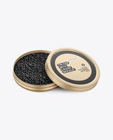 Vente en gros de canettes de caviar de haute qualité de 30g esturgeon russe boîte de conserve ronde en métal avec couvercle vissé boîte de conserve au caviar de thon bleu