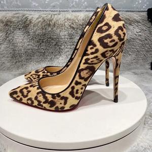 Wholesale Leopard Print Pointed Toe Slip-On Sexy Thin Heel D'Orsay Fashion Trend Women's Pump <b>Shoes</b> for Party - Product Image 4