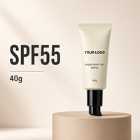 Fond de Teint Liquide Vegan Personnalisable avec Logo, Couvrance Totale, 40g, Protection Solaire Légère, Teinte Légère pour la Peau avec SPF 55