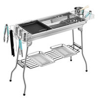 Barbecue portable pliable en acier inoxydable pour la maison et l'extérieur, idéal pour le camping et le grillades au charbon de bois