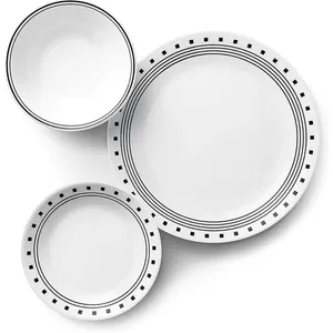 Aangepaste Multi-Kleur 100% Melamine Witte Platen Set Ronde Feestplaten Bevroren Nordic 6 7 8 10Inch Melamine Lunchplaten