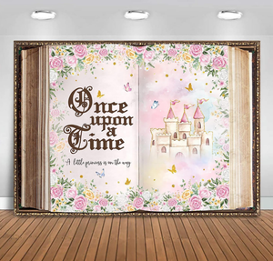 Princesse toile de fond château rose Floral princesse bébé douche décoration pour filles conte de fées livre papillon <span class=keywords><strong>papier</strong></span> <span class=keywords><strong>peint</strong></span> - Product Image 1