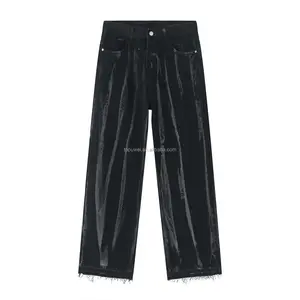 Customizable 4 Seasons New Products Personalized Niche Tie-Dye Striped Loose Straight Jeans For Men