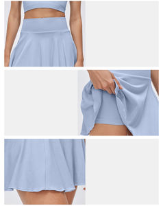 Rok Tenis Dengan Celana Dalam Musim Semi Musim Panas Cepat Kering Bernapas Kebugaran Lipit Warna Polos Rok Pendek Olahraga OEM - Product Image 3