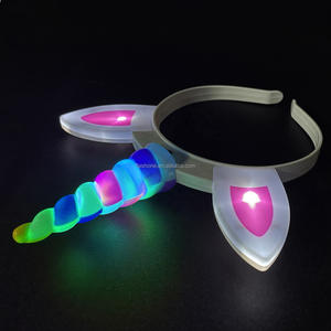 Bandeau de cheveux pour filles avec LED lumineux et <span class=keywords><strong>licorne</strong></span> Accessoires de cheveux pour Noël, Halloween, fête d'anniversaire, cadeau lumineux - Product Image 2