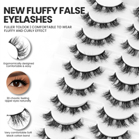 NOUVEAU Lot de 10 paires de faux cils œil de chat faits main, sans cruauté, effet vison 8D, longs, épais et volumineux, pour un look spectaculaire