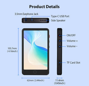 Lecteur de musique MP3 Android OS 8.1 avec WiFi et Bluetooth, écran tactile complet de 4 pouces, prend en charge la lecture de musique MP4 MP3, prend en charge l'hébreu - Product Image 5