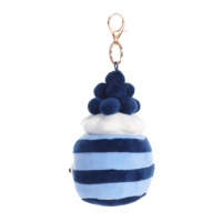 Groothandel Kawaii Blauw Gestreepte Blauwe Bes Cupcake Pluche Sleutelhanger Schattig Fruit Dessert Gevuld Tas Hangertje Metalen Kreeftgesp