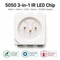 Chip LED IR 3 en 1 5050 de 0.3W 660nm y 850nm, Diodo Infrarrojo NIR, Módulo de Terapia de Luz Roja para Manta IR, Tapete PBM, Diseño Personalizado FPC