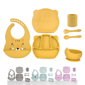 Juego de alimentación para bebés de silicona de grado alimenticio sin BPA, plato duradero con tapa, babero portátil, tazón con tenedor y cuchara - Product Image 5