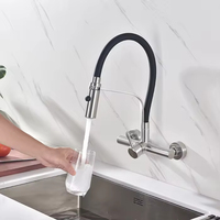 Nouvelle conception de robinet de lavabo télescopique rotatif en acier inoxydable. Tuyau en silicone de qualité alimentaire pour robinet à pression. Lancement de produit.