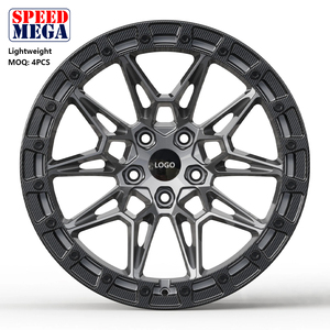 Jantes en alliage léger Speed Mega Matte Black Mesh avec anneau Beadlock argenté poli, 6 trous, pour camion tout-terrain, SUV, 4x4 - Product Image 2