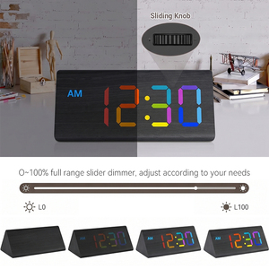 Reloj Digital LED Inteligente Moderno con Pantalla Triangular, Fecha, Hora, Temperatura, <span class=keywords><strong>Calendario</strong></span>, Alarma, de Madera, Eléctrico, para Dormitorio o Escritorio - Product Image 2