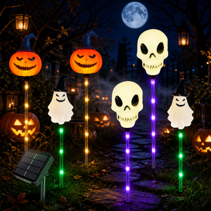 New Arrival Halloween <b>Pumpkin</b> Skeleton Ghost Lamp Solar-Powered IP44 Ground Stake Light Outdoor Courtyard Garden - Product Image 3