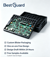 Best Guard Wholesale Custom Size Eco-Friendly Food Grade ESD Conductive Plastic Tray Anti Static Blister Packaging SMT PCB