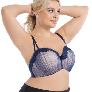 Soutien-Gorge Confort pour <span class=keywords><strong>Femme</strong></span> Bonnet D à G Demi-Bonnet pour Poitrines Généreuses à Armatures Maintien Renforcé avec Maille Respirante Couleur Contrastée - Product Image 5