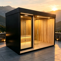 Sauna extérieur thermique sur mesure OEM, avec bain froid et salon de relaxation, professionnel, électrique, en bois, pour 4 à 6 personnes, avec douche intégrée