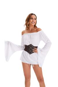 Blusa Gótica con Hombros Descubiertos y Mangas Campana - Disfraz Medieval y Renacentista para Cosplay Pirata, Fiestas, TV y Cine con Cintura de Corsé - Product Image 3