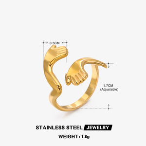 Anillo de Dedo Apilable de Acero Inoxidable con Baño de Oro de 18k, Diseño de Cruz y Corazón, Estilo Hip Hop, para Mujer, con Luna y Estrellas - Product Image 3