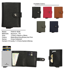 Portefeuille en aluminium CardHoda avec protection RFID, porte-cartes à fermeture courte, design minimaliste unisexe, doublure en toile - Product Image 4