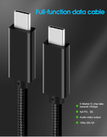 Kabel USB-C ke USB-C PD100W 5A USB 3.2 Gen 2 10Gbps Sinkronisasi Data Pengisian Cepat Kabel Jalinan Nilon untuk Ponsel Tablet