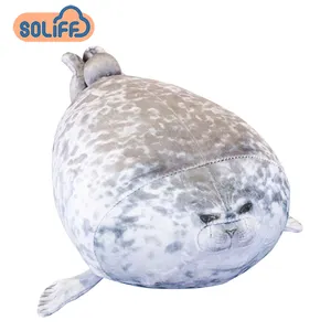 Simpatico cotone farcito morbido peluche sigillo animali marini giocattolo cuscino sigillo cuscino che abbraccia cuscini sfocati leone marino grigio