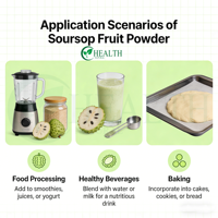 Fabrieksgroothandel Graviola Fruitpoeder Non-GMO, zonder toevoegingen, natuurlijk zuurzakfruitpoeder, aangepaste verpakking & specificaties