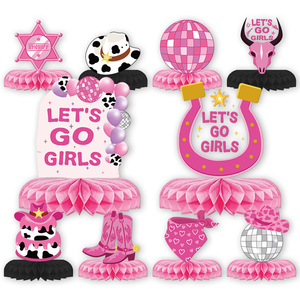 Ornamento rosa a nido d'ape per festa da Cowboy compleanno ragazza tavolo centro a nido d'ape terrazza decorazione per festa Cowgirls - Product Image 5