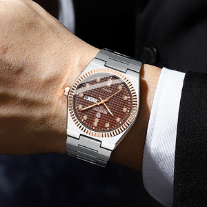 BINBIND B301 Orologio al Quarzo Classico ed Elegante da Uomo, Quadrante Texturizzato, Cinturino in Acciaio, Impermeabile, Orologio Maschile Elite per Affari, Regalo - Product Image 3