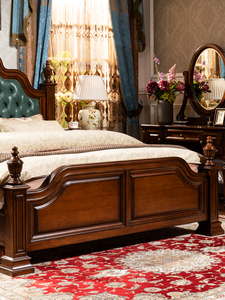 <span class=keywords><strong>Letto</strong></span> in Legno Massello Stile Americano con Rivestimento in Pelle, Comodo, Ecologico, Durevole, di Alta Gamma, Vintage per Camere da <span class=keywords><strong>Letto</strong></span> di Lusso - Product Image 3
