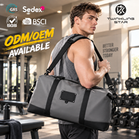 Sacs de sport pour hommes en polyester imperméable avec logo personnalisé, sac de voyage 30-40L avec séparation humide/sec pour le sport, les voyages et les week-ends