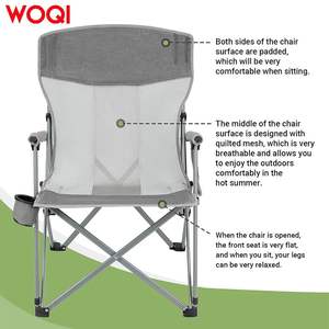 เก้าอี้พับแคมป์ปิ้ง Woqi โครงอะลูมิเนียม ผ้าไนลอน พกพาสะดวก ใช้ได้ทั้งในสวนและกลางแจ้ง พร้อมกระเป๋าหิ้ว สีเงิน - Product Image 2