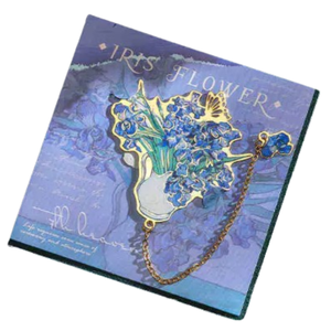 Marcapáginas de Metal hueco con pintura de flores Vintage, colgante de 1 pieza para <span class=keywords><strong>amantes</strong></span> de libros con cadena, papelería impresa para regalo de cumpleaños - Product Image 2