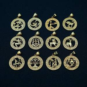 Animal du zodiaque <span class=keywords><strong>chinois</strong></span> évider signe du zodiaque pièce collier astrologie <span class=keywords><strong>Horoscope</strong></span> 12 pendentif zodiaque pour hommes - Product Image 1