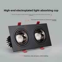 Spot double tête COB LED en aluminium, angle réglable, 3500K, blanc chaud, lampe encastrée pour chambre et salon