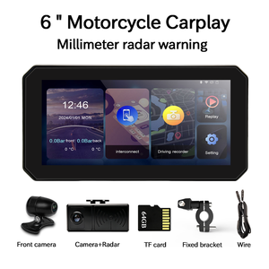 Écran portable 6 pouces pour moto avec CarPlay, navigation GPS, Android Auto sans fil, étanchéité IPX7 et avertissement <span class=keywords><strong>radar</strong></span> - Product Image 1