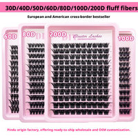 Europäisch-Amerikanischer Außenhandel 30D 40D 60D 80D 100D Dichte Cluster-Segmentierte DIY Einzelne Selbstklebende 12-Reihige Halbhandgefertigte Wimpern
