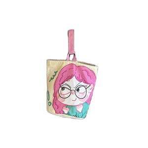 <b>Fun</b> Painterly Mini Handheld Canvas Portable Bucket Tote <b>Bag</b> Cute Design Casual Daily Use Small Handbag for Children Kids Girls - Product Image 5